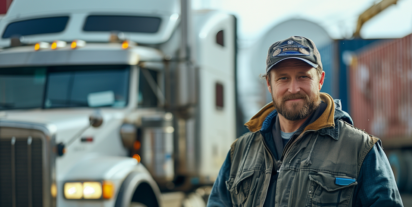 Man standing in front of a semi truck DOT Blitz week 2025