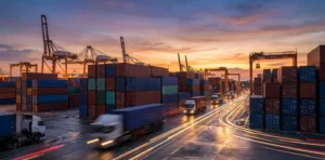 container port at twilight