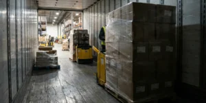 loading palletized product onto a dry van truck