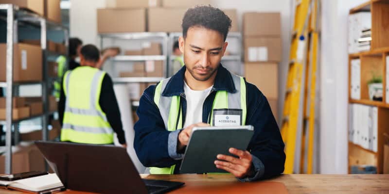 person checking packages parcel